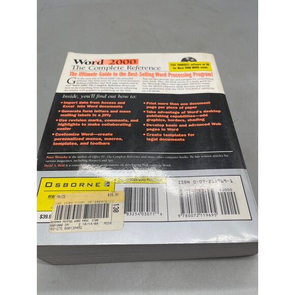 the complete reference word 2000 paperback book CD copyright 1999 English READ - Picture 2 of 6
